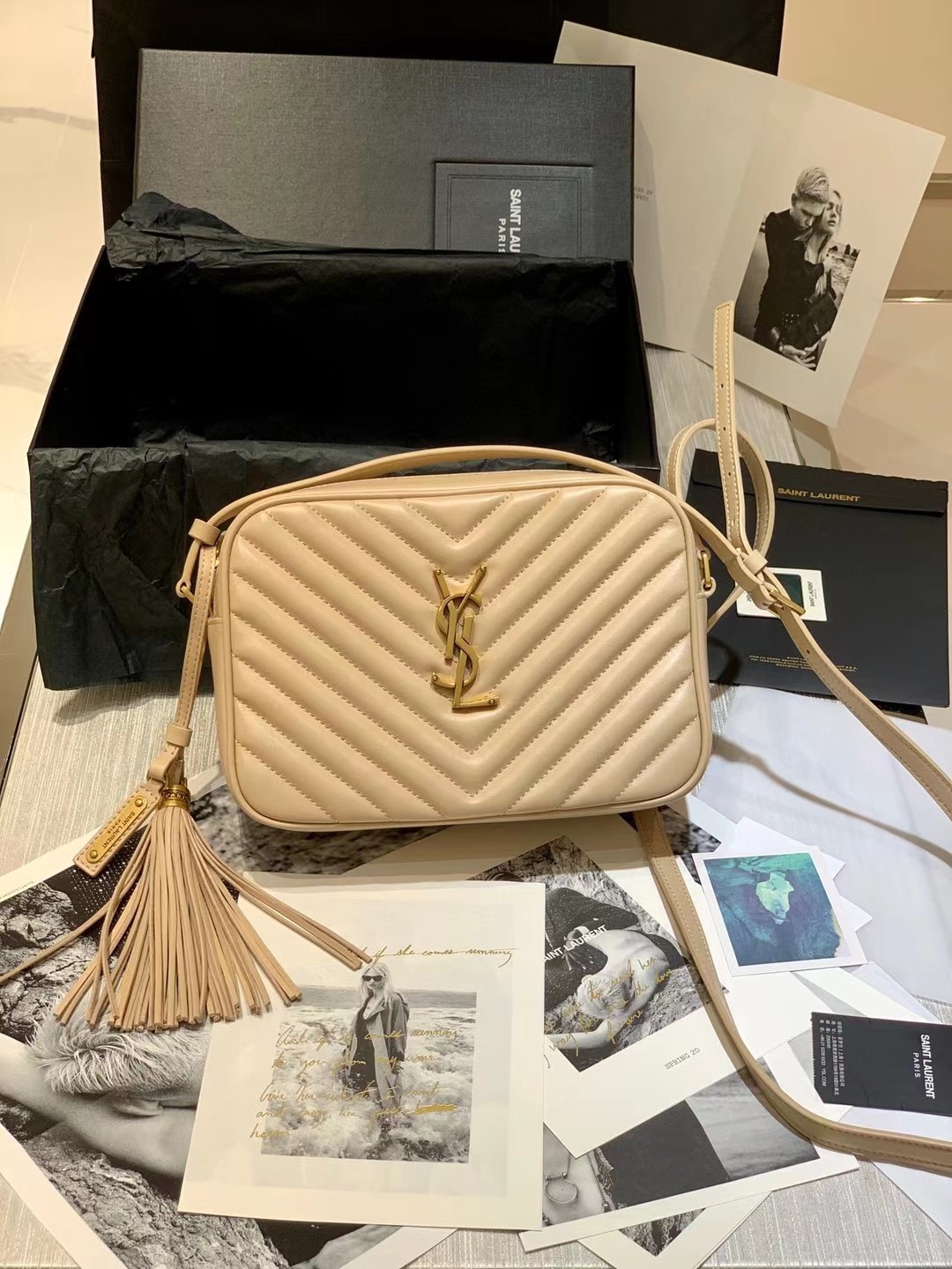 [YSL] 퀼티드 가죽 루 카메라 백