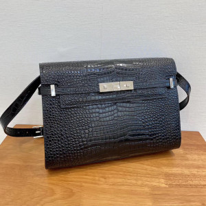 [YSL] 크로커다일 엠보스드 샤이니 가죽 맨하탄 숄더백