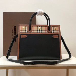 [BURBERRY] 스몰 레더 빈티지 체크 투핸들 타이틀백
