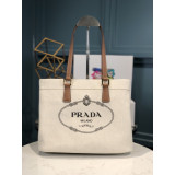 [PRADA] 스몰 로고 린넨 토트백