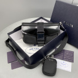 [PRADA] 나일론 앤 브러시드 가죽 숄더백