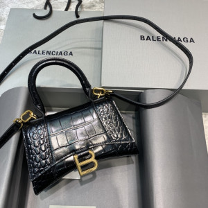 [BALENCIAGA] 크로커다일 엠보스 아워글래스 XS 탑핸들 백 - 전색상(상세 설명 확인)