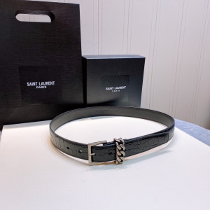 [YSL] 입생로랑 스퀘어 버클 체인 루프 내로우 벨트