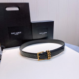 [YSL] 입생로랑 스퀘어 버클 체인 루프 내로우 벨트