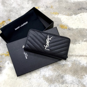 [YSL] 모노그램 지퍼 어라운드 지갑