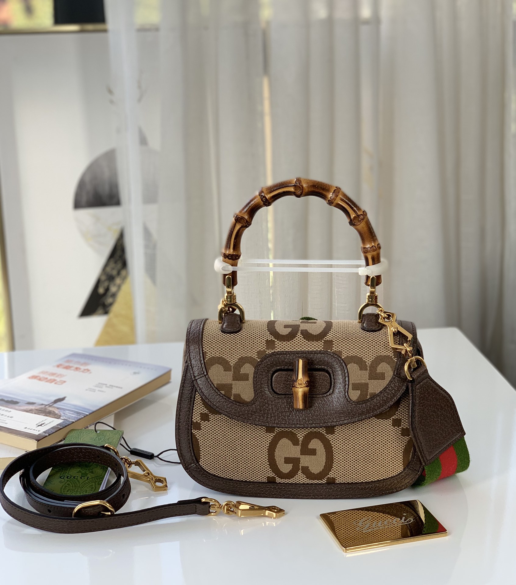 [GUCCI] 스몰 점보 GG 뱀부 백