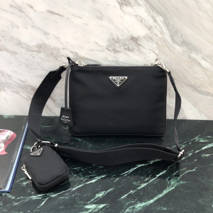 [PRADA/블랙프레임] 프라다 나일론 더블지퍼 크로스백
