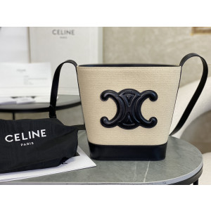 [CELINE/백경] 셀린느 퀴르 트리오페 버킷백 캔버스  -정품가죽